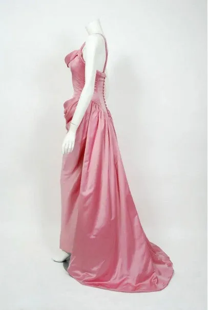 1998 Bob Mackie Couture Pink Satin Gown Worn by Julia Louis-Dreyfus for Emmys