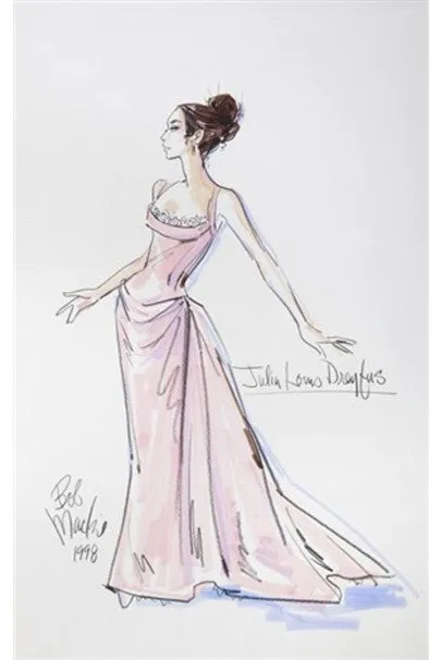 1998 Bob Mackie Couture Pink Satin Gown Worn by Julia Louis-Dreyfus for Emmys