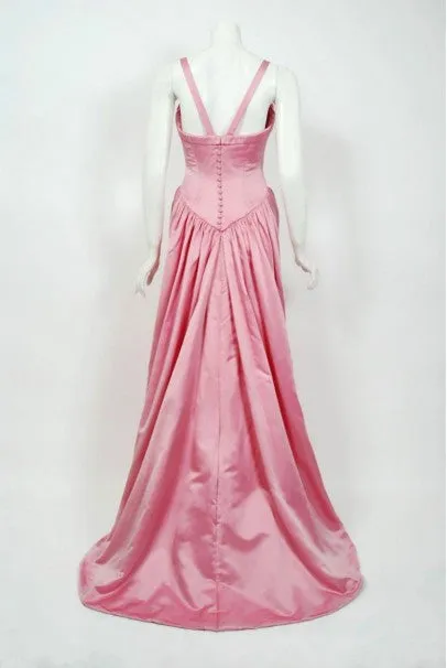 1998 Bob Mackie Couture Pink Satin Gown Worn by Julia Louis-Dreyfus for Emmys