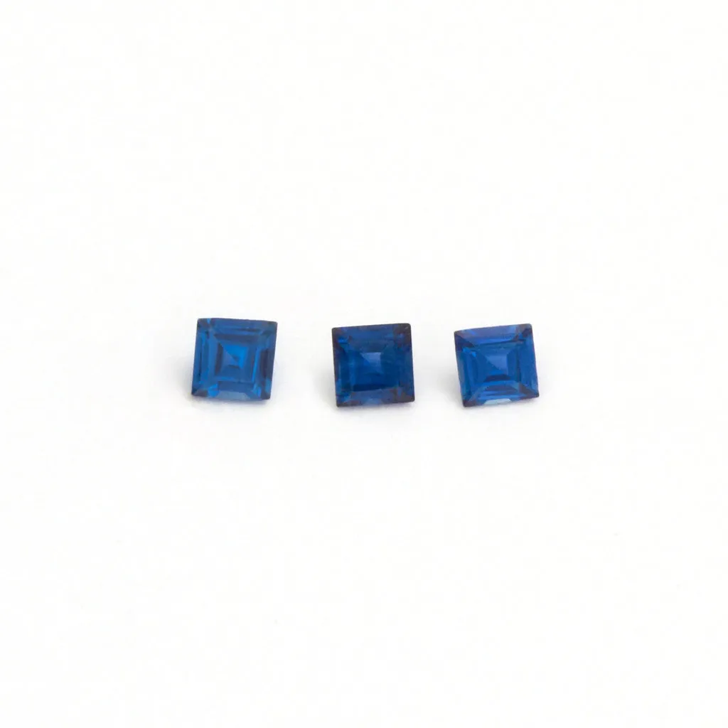 2.5 to 3.5mm Bright Blue Australian Sapphire Carré Step Cuts