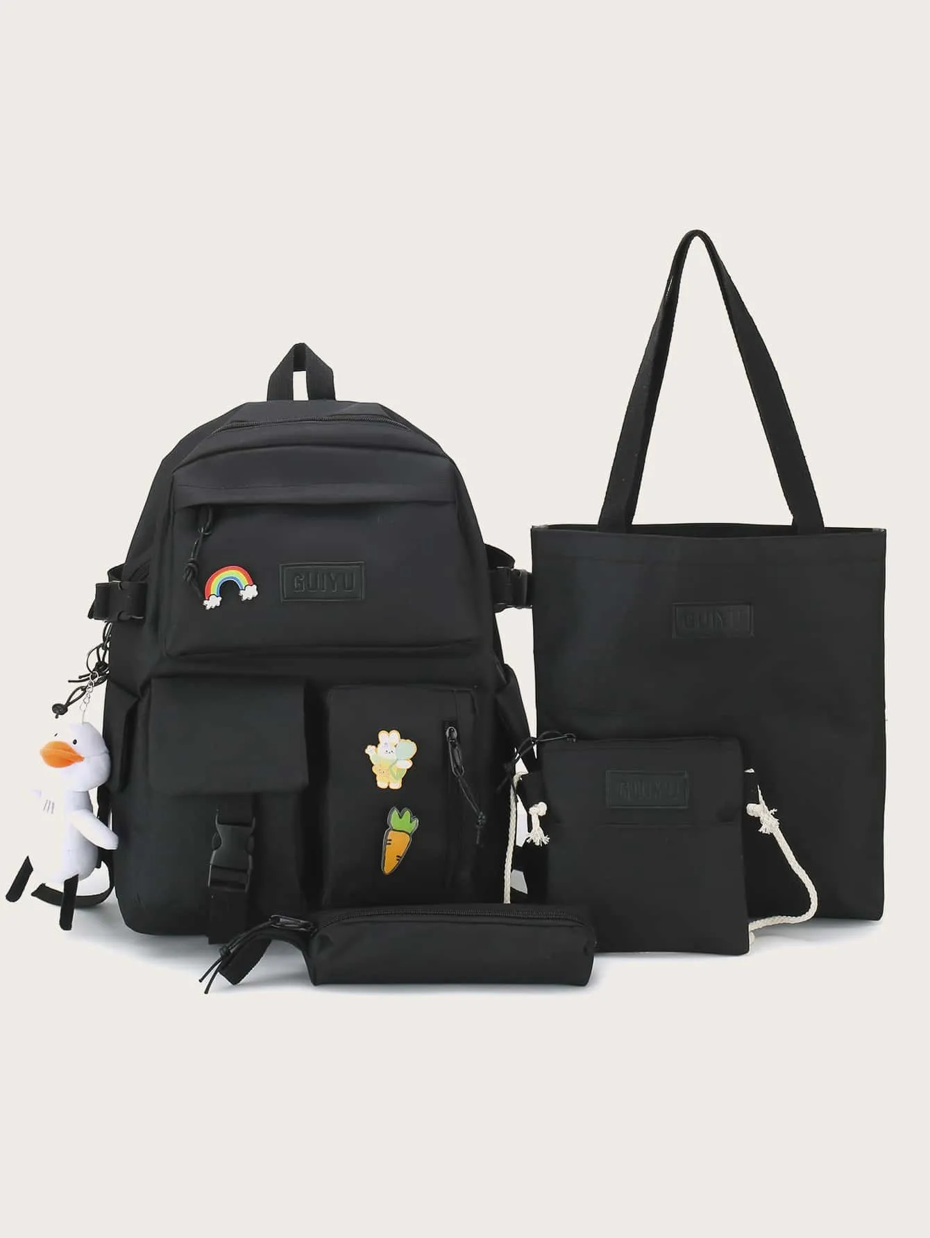 4pcs Cartoon Charm Backpack Set