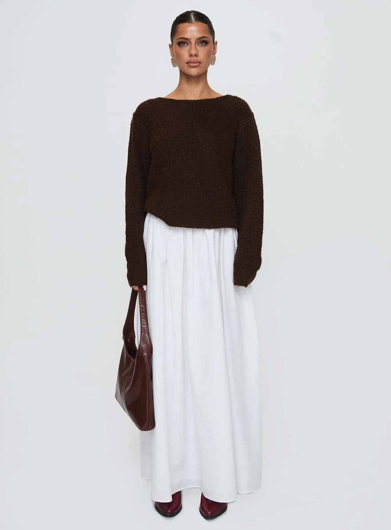 Abrams Rib Knit Crew Sweater Chocolate Marle