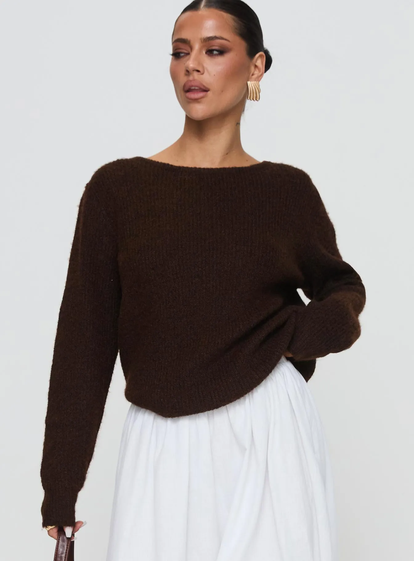 Abrams Rib Knit Crew Sweater Chocolate Marle