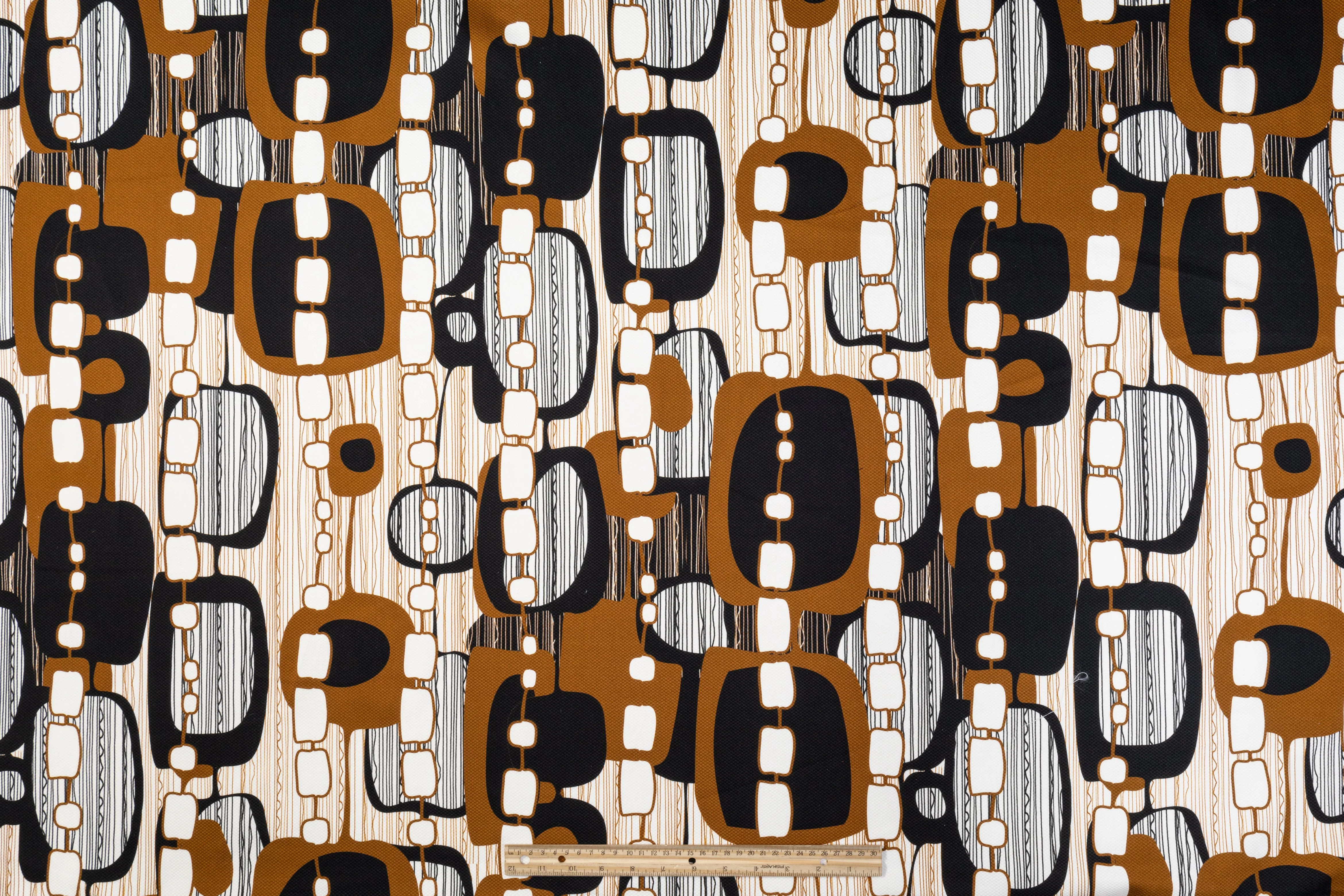 Abstract Printed Italian Cotton Pique - Black, Brown, White