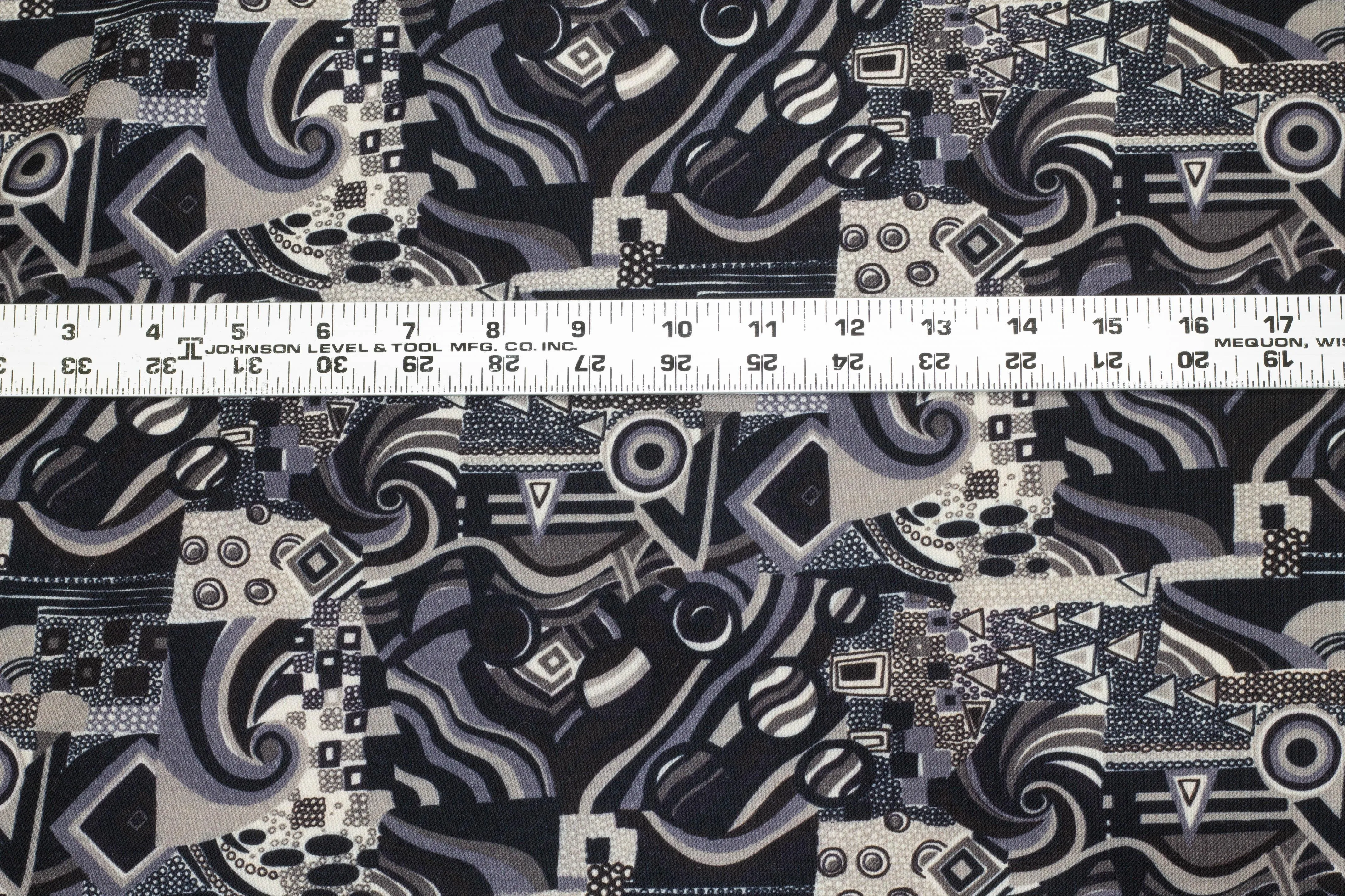 Abstract Printed Italian Wool Suiting - Gray