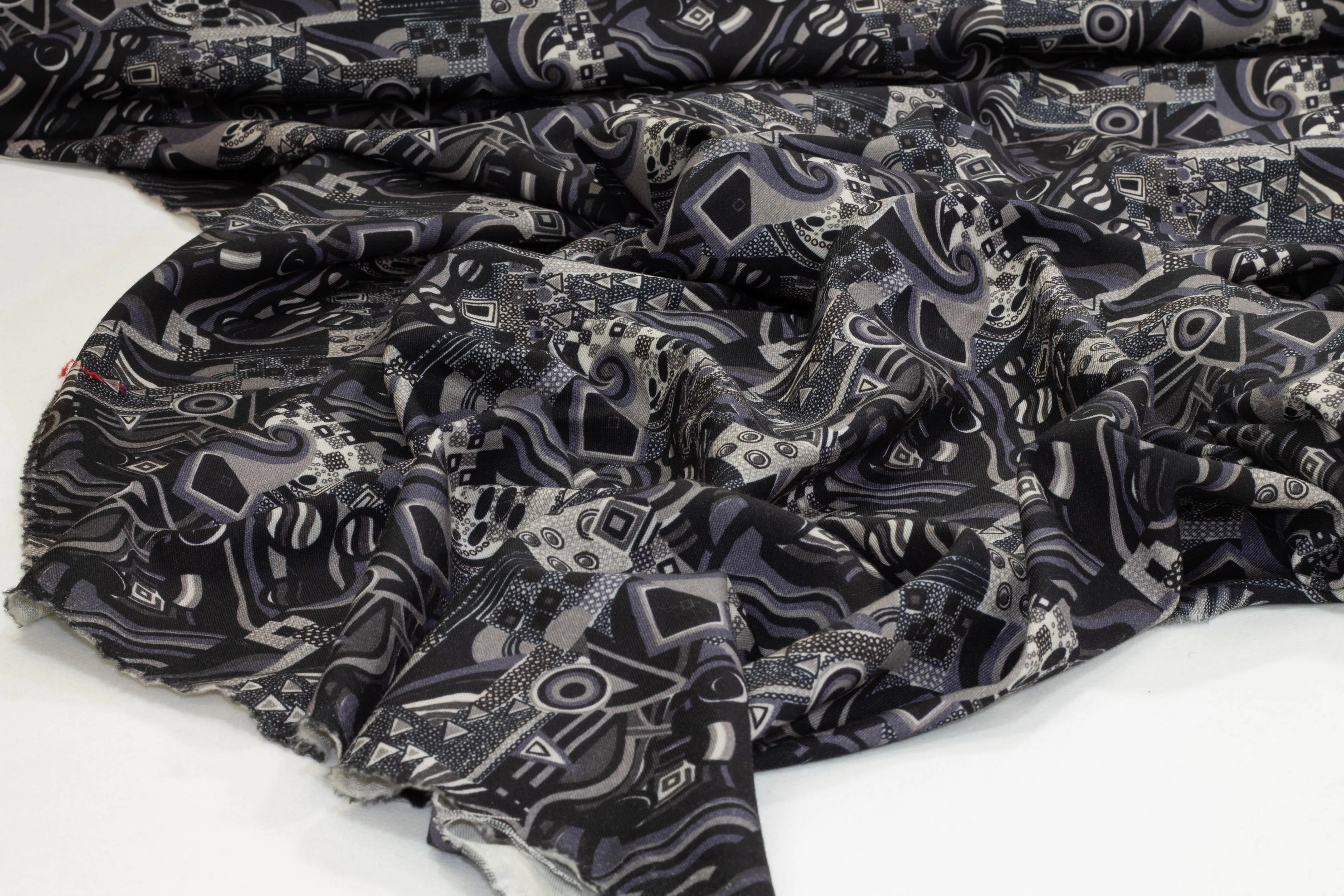 Abstract Printed Italian Wool Suiting - Gray