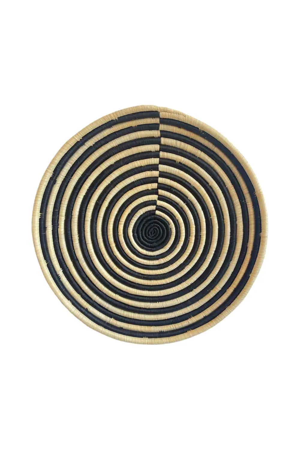 AFRI BEADS ROUND WOVEN PLATTER 45CM NATURAL/BLACK STRIPED