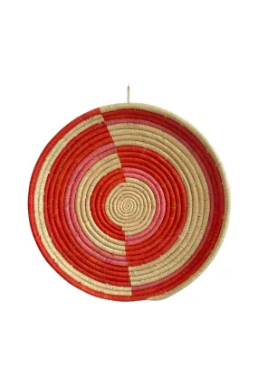 AFRI BEADS ROUND WOVEN PLATTER 45CM NATURAL/PINK/ORANGE