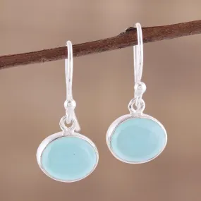 Aqua Aurora Aqua Blue Chalcedony and Silver Dangle Earrings