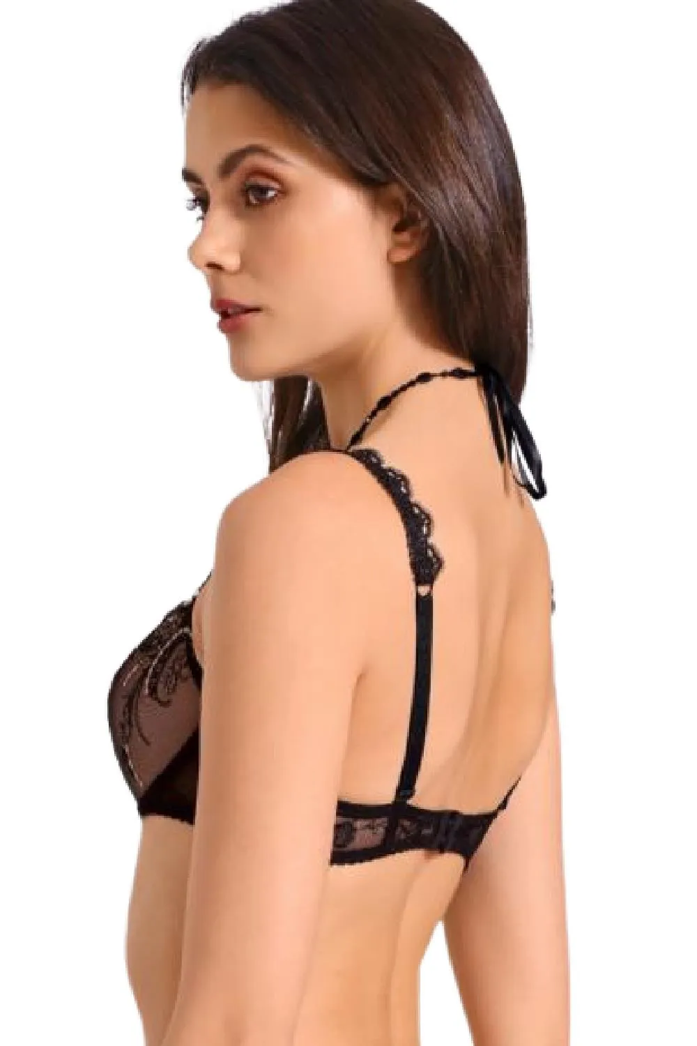 Aubade Amour Precieux Underwired Half Cup Bra, Diamant Noir (UDF14)