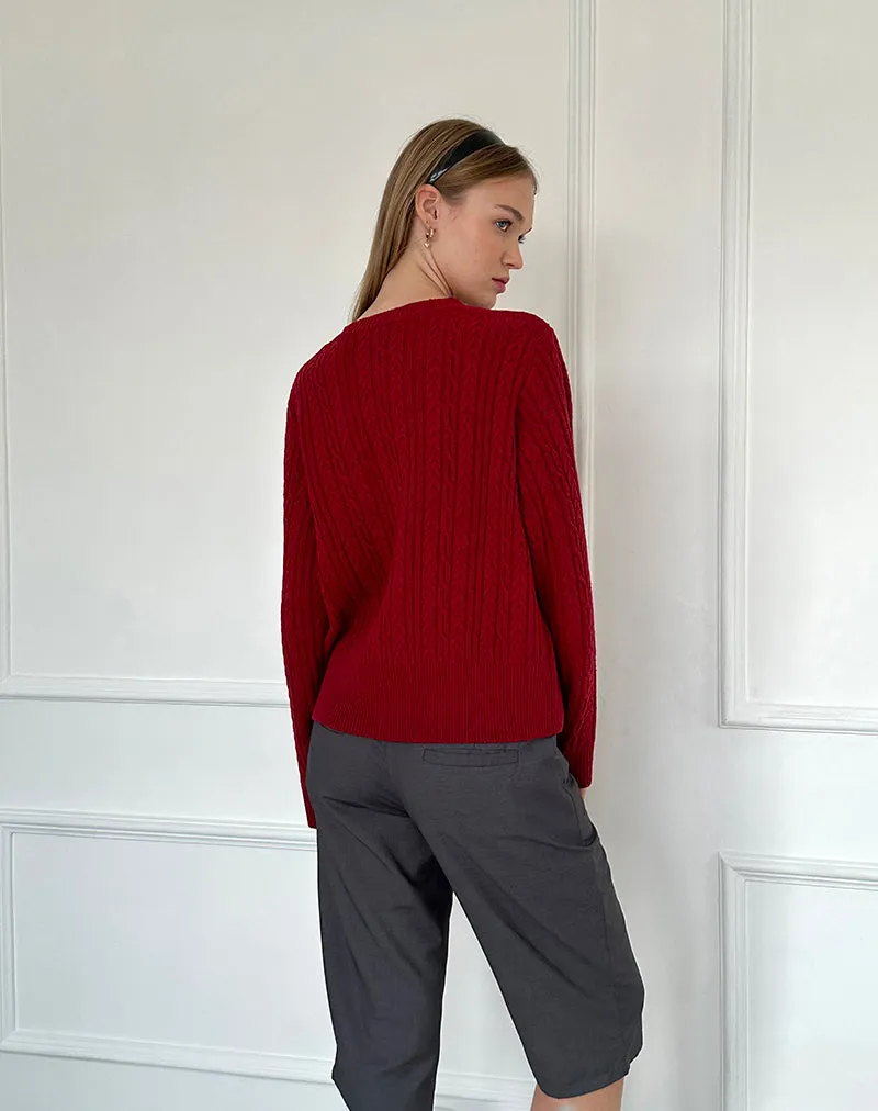 Bavana Cardigan in Deep Red