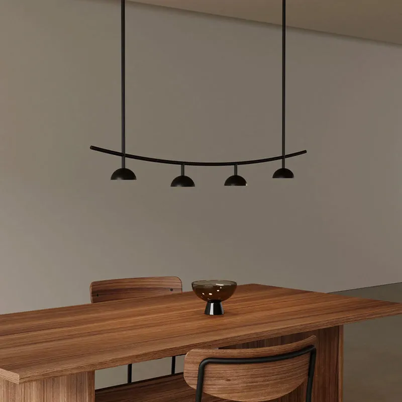 Black Dome Shade Linear Pendant