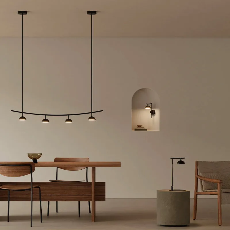 Black Dome Shade Linear Pendant