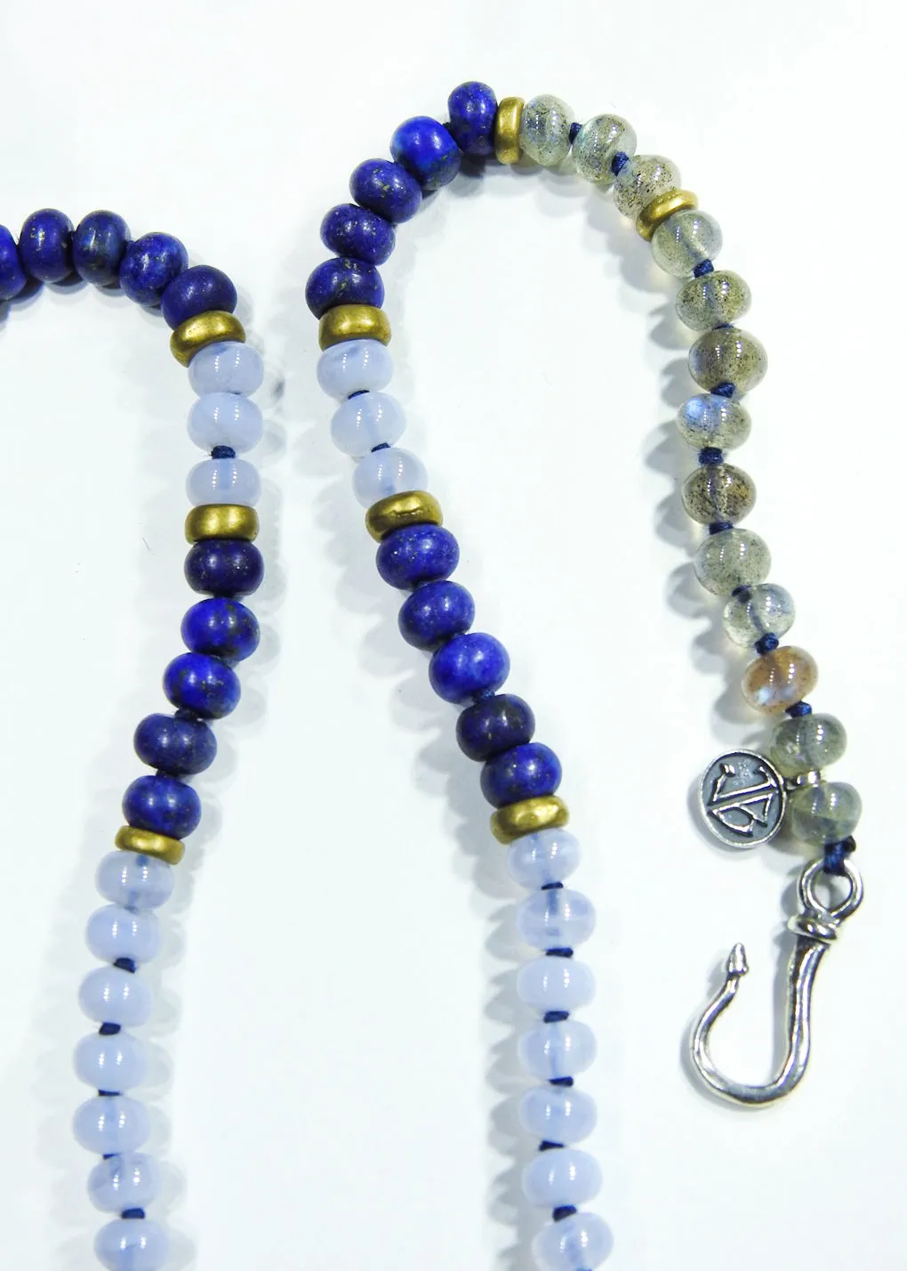 Blue Lace Agate, Labradorite & Lapiz Lazuli "Zuma" Surf Necklace