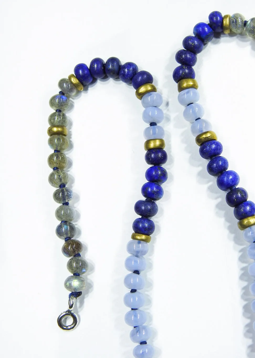 Blue Lace Agate, Labradorite & Lapiz Lazuli "Zuma" Surf Necklace