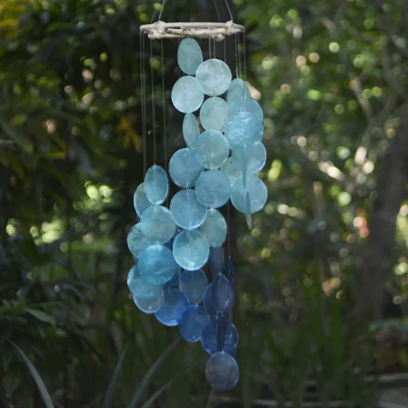 Blue Water Spiral Capiz Chime, Medium