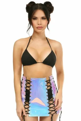 Blue with Purple Hologram Lace-Up Skirt