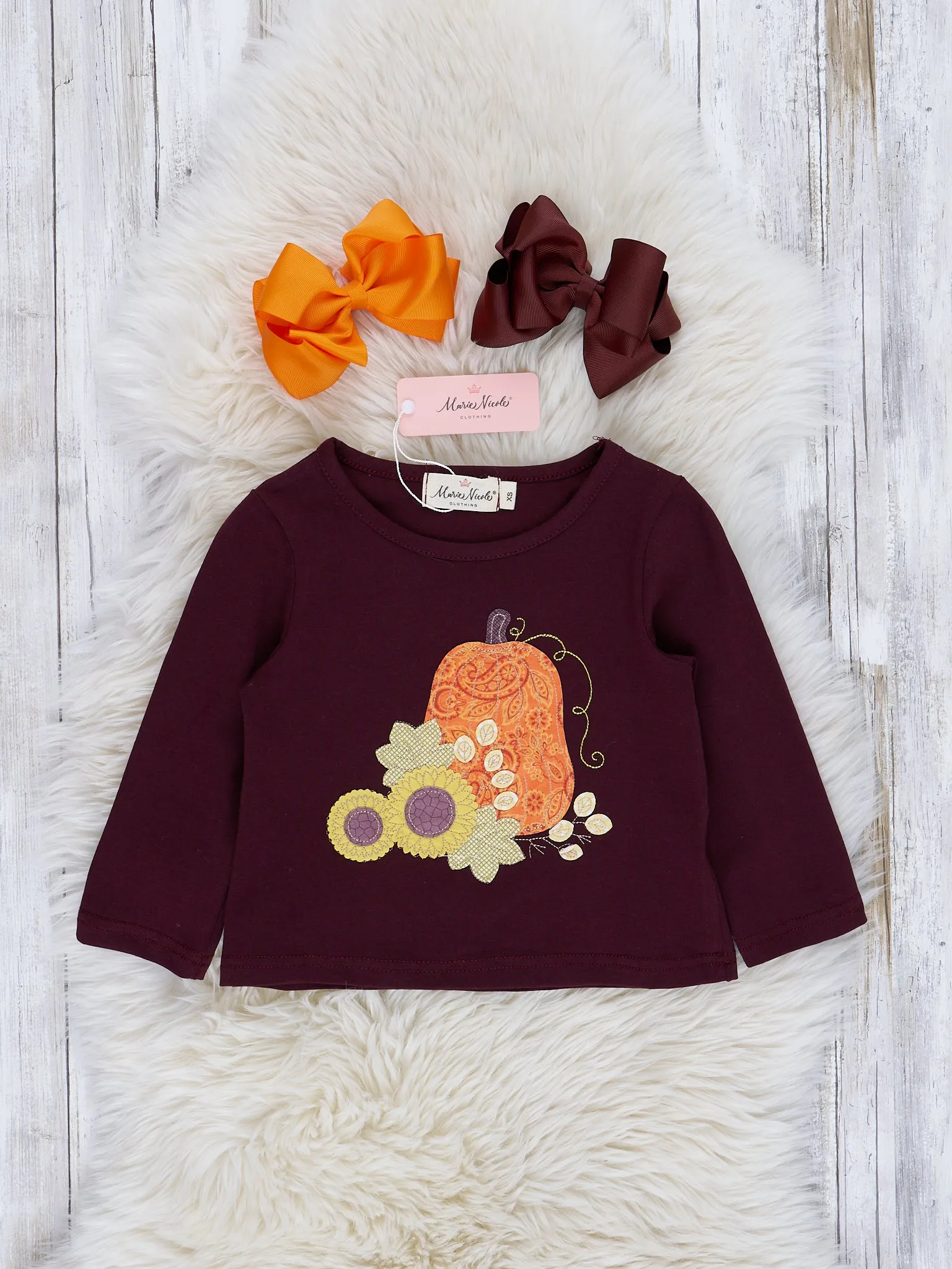 Brown & Orange Embroidered Gourd Outfit w/ Skirt