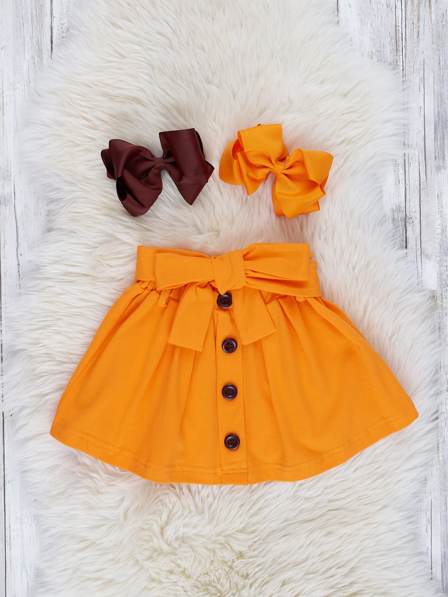 Brown & Orange Embroidered Gourd Outfit w/ Skirt