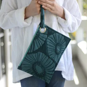 Dark Emerald Retro Flowers Envelope Bag - SALE CLOTHING & KIDS