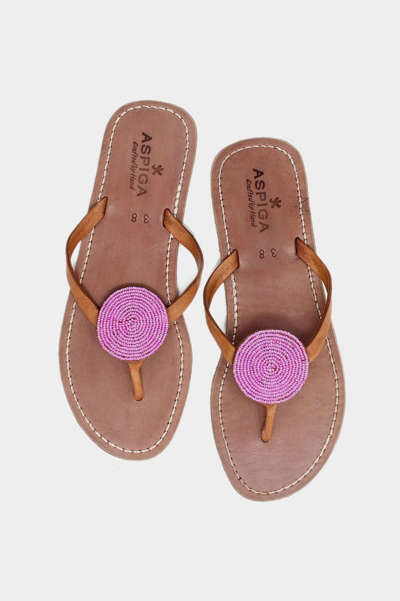 Disc Leather Sandals | Pink