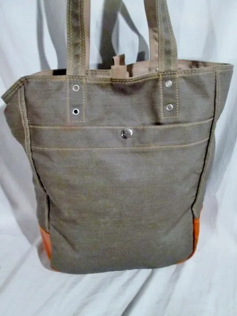 ESPRIT Vegan Tote Handbag Satchel Carryall OLIVE GREEN ORANGE Hipster Boho