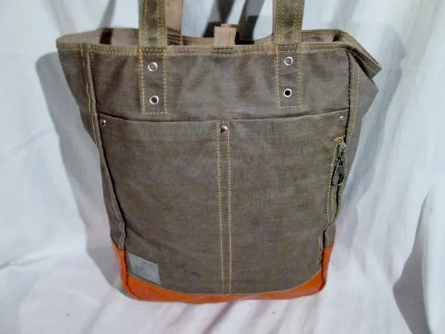 ESPRIT Vegan Tote Handbag Satchel Carryall OLIVE GREEN ORANGE Hipster Boho