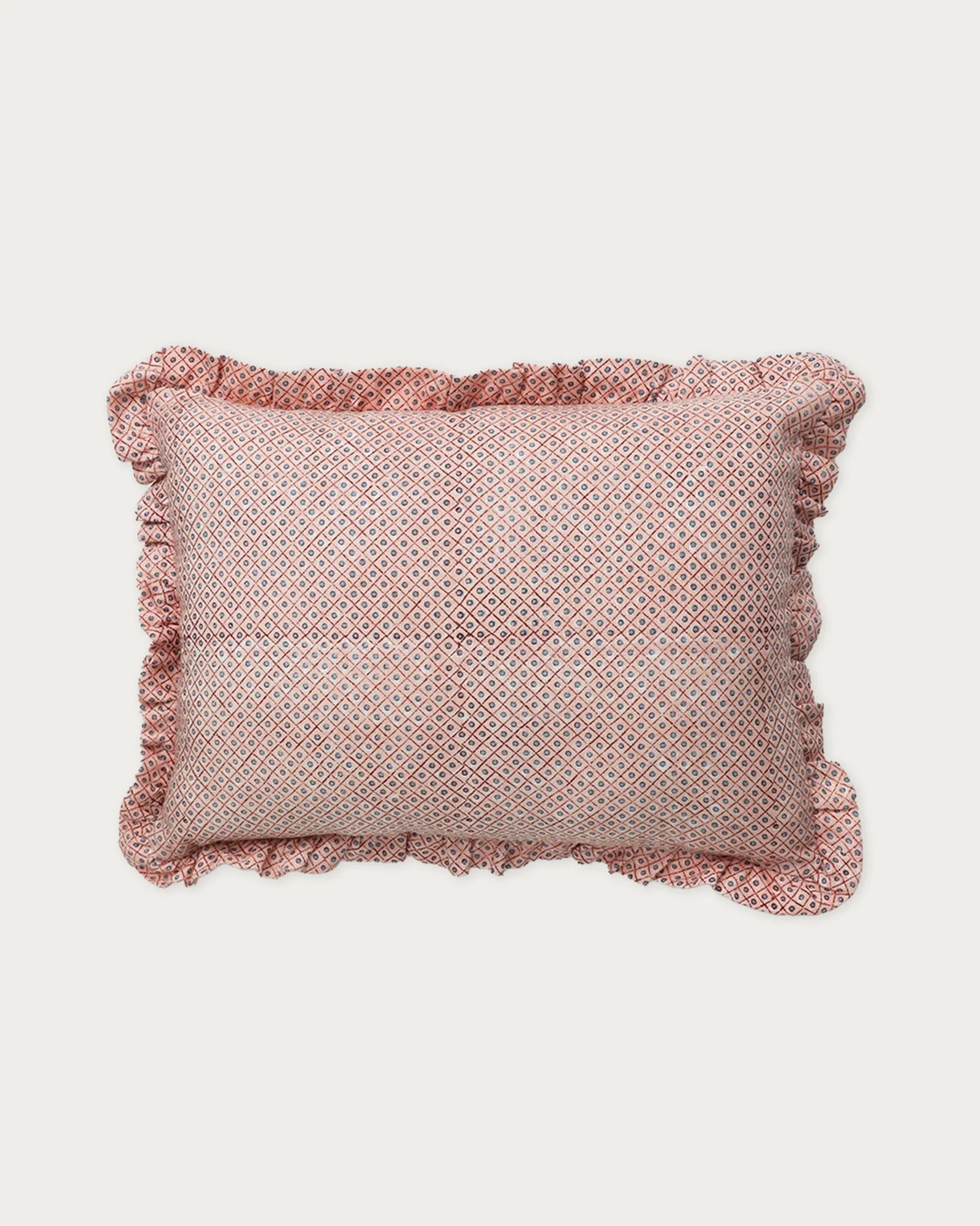 Frasia Block Print Ruffled Pillow Cover