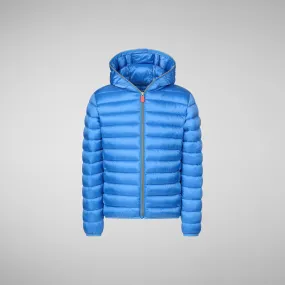 Girls' animal free puffer jacket Iris in cerulean blue