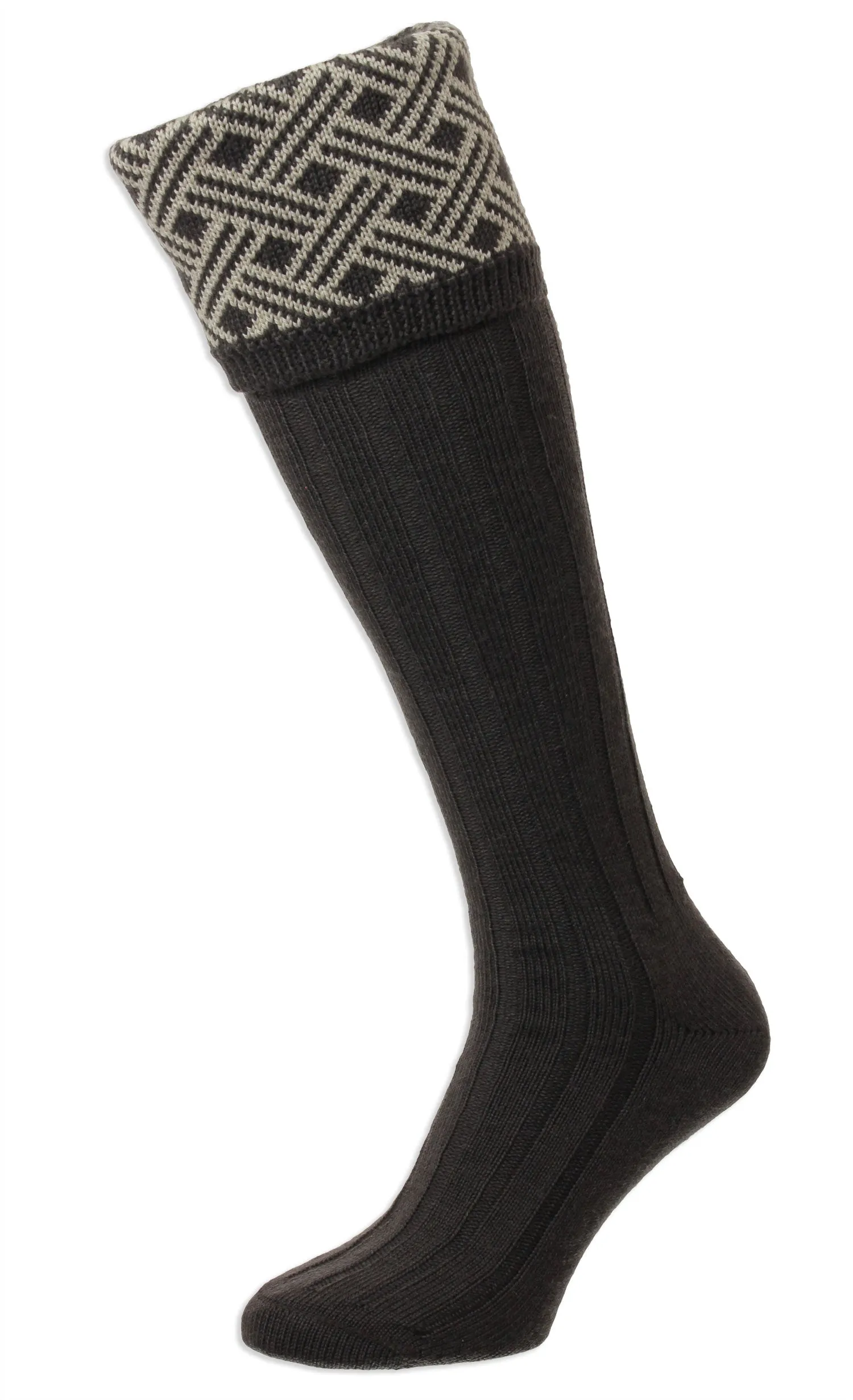 HJ Hall Langton Merino Wool Shooting Sock | Lattice Top