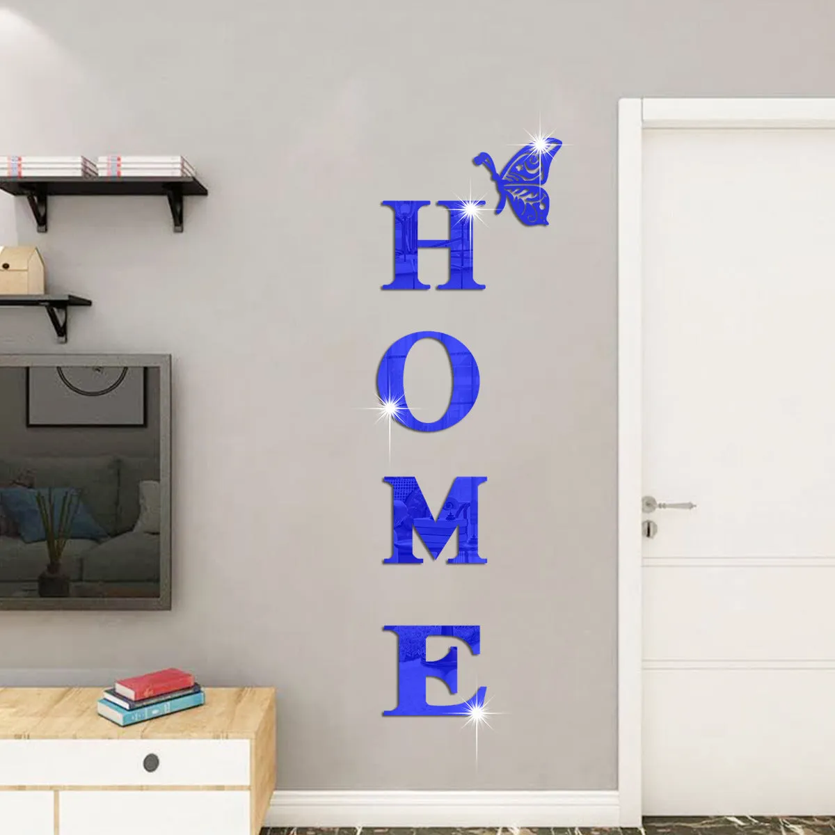 JM3343 Cross-border Foreign Trade HOME Family Slogan Acrylic 3d Mirror Wall Stickers Porch Door Decorations