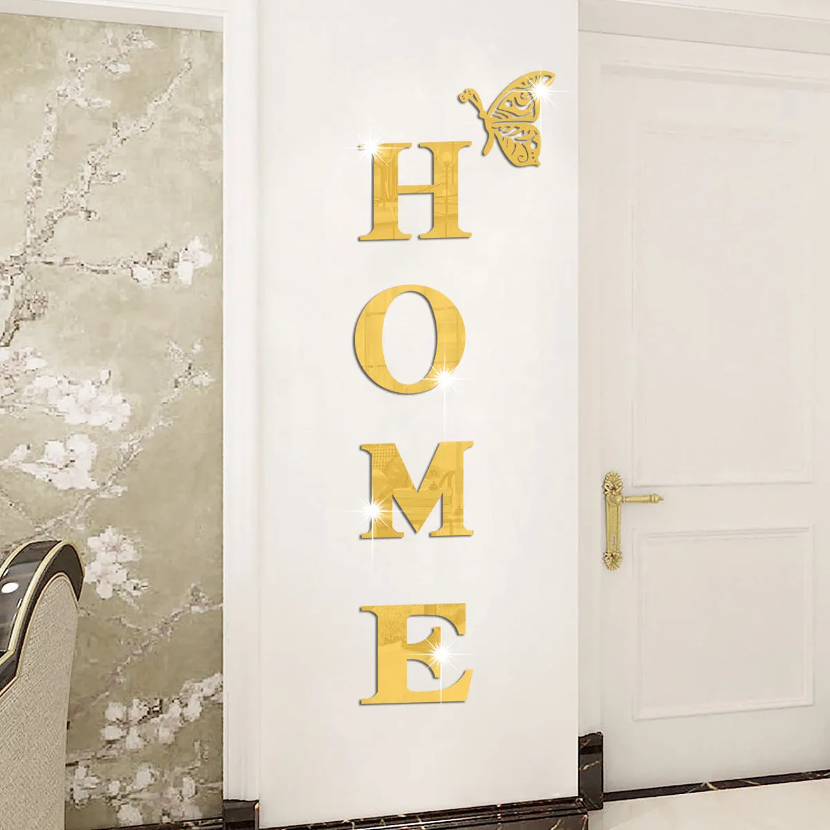 JM3343 Cross-border Foreign Trade HOME Family Slogan Acrylic 3d Mirror Wall Stickers Porch Door Decorations