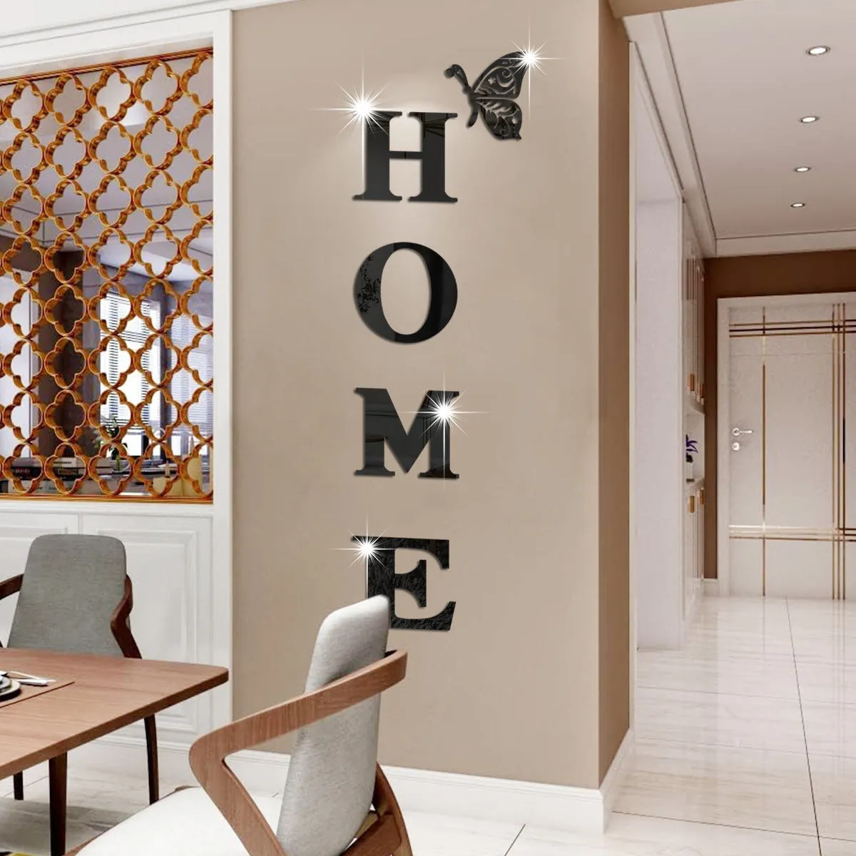 JM3343 Cross-border Foreign Trade HOME Family Slogan Acrylic 3d Mirror Wall Stickers Porch Door Decorations