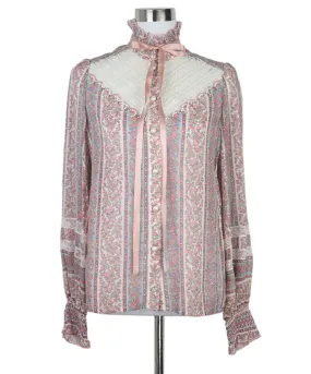 Marc Jacobs Pink Blue & Ivory Blouse sz 4