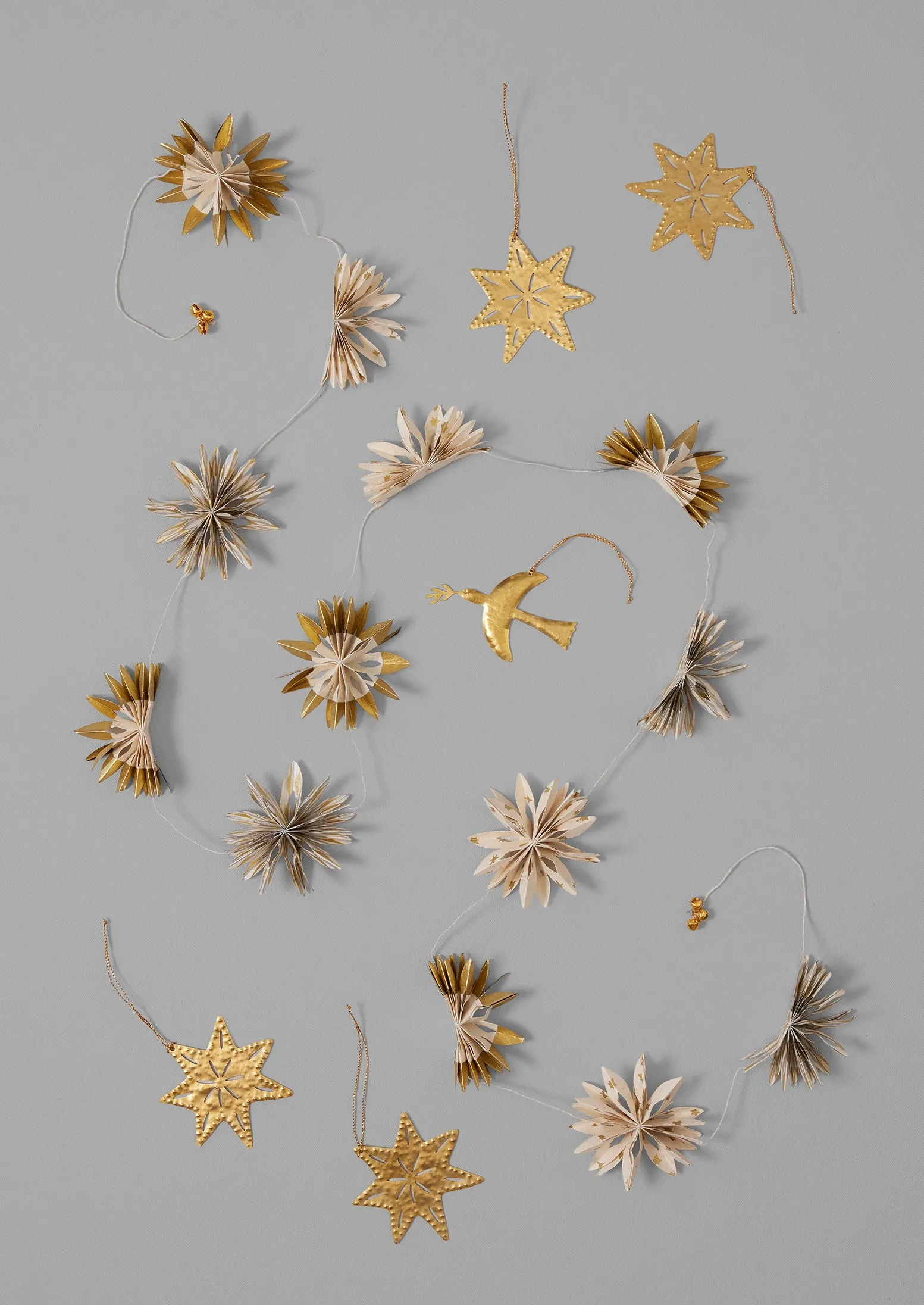 Mini Palm Lokta Paper Garland | Ecru/Gold