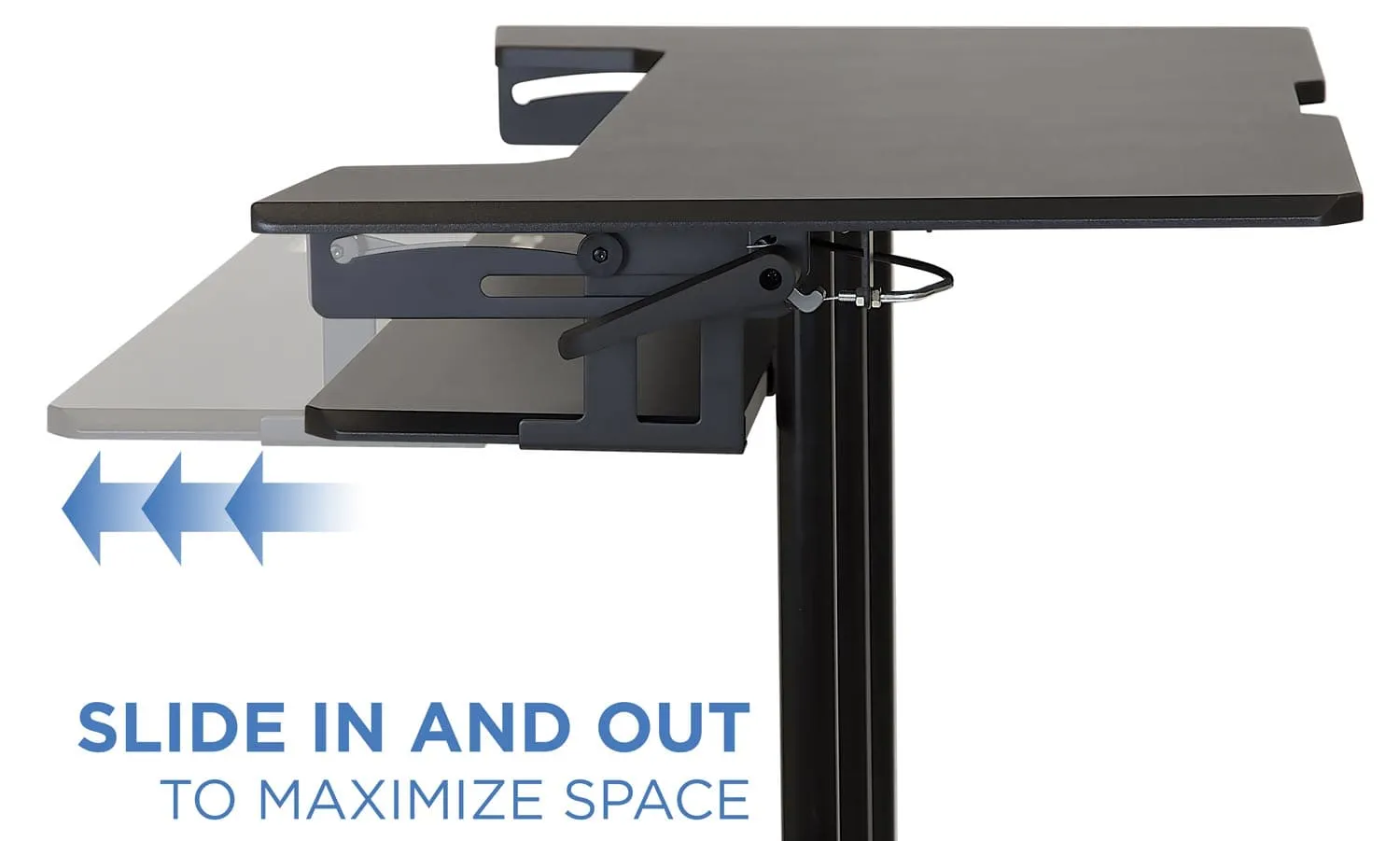 Mobile Sit-Stand Desk with Large Top and Retractable Keyboard