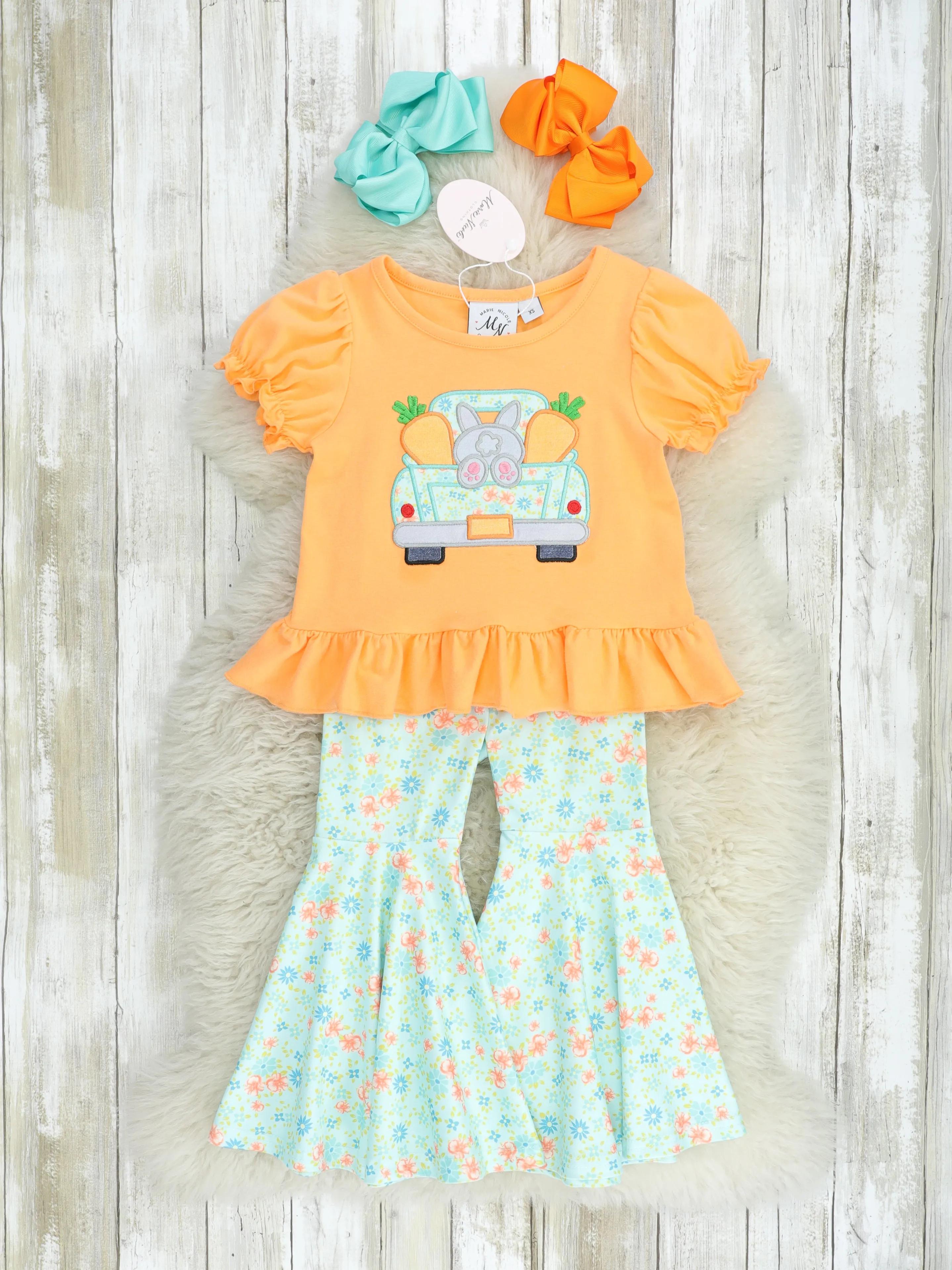 Orange Bunny Truck Ruffle Outfit