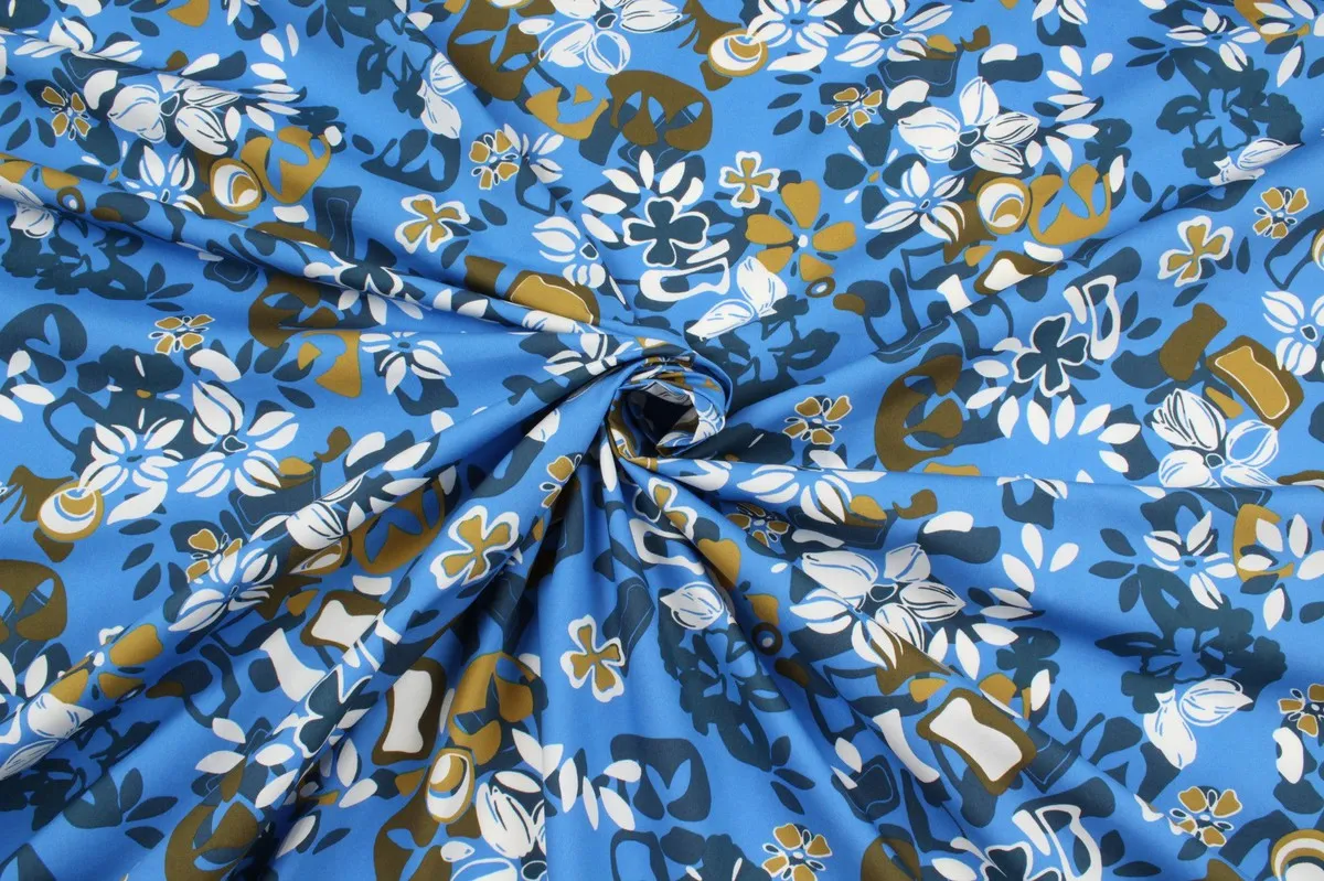 Printed Cotton Poplin - Abstract Flowers - M.O.Q 30 Mts