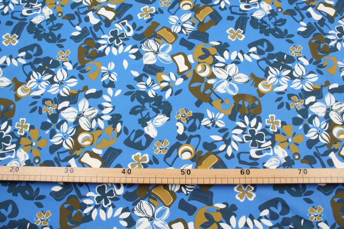 Printed Cotton Poplin - Abstract Flowers - M.O.Q 30 Mts