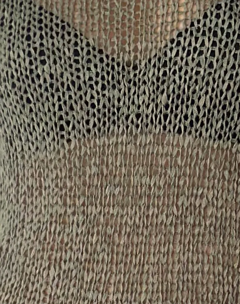 Rajiya Open Weave Jumper in Olive