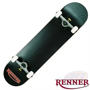 Renner Pro Series Complete Skateboard 7 Ply, Virus Trucks, Abec 9 - Black