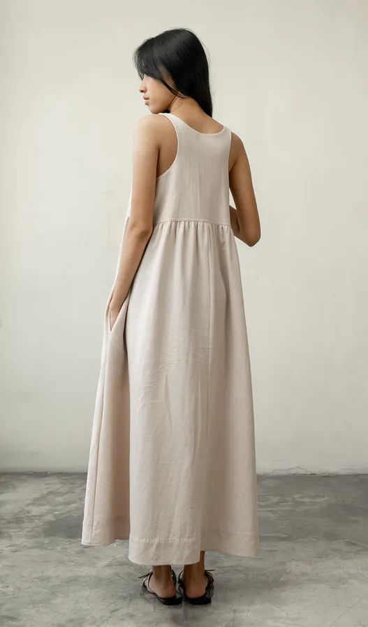 Romantic Dress Cotton Linen Natural, 3 sizes