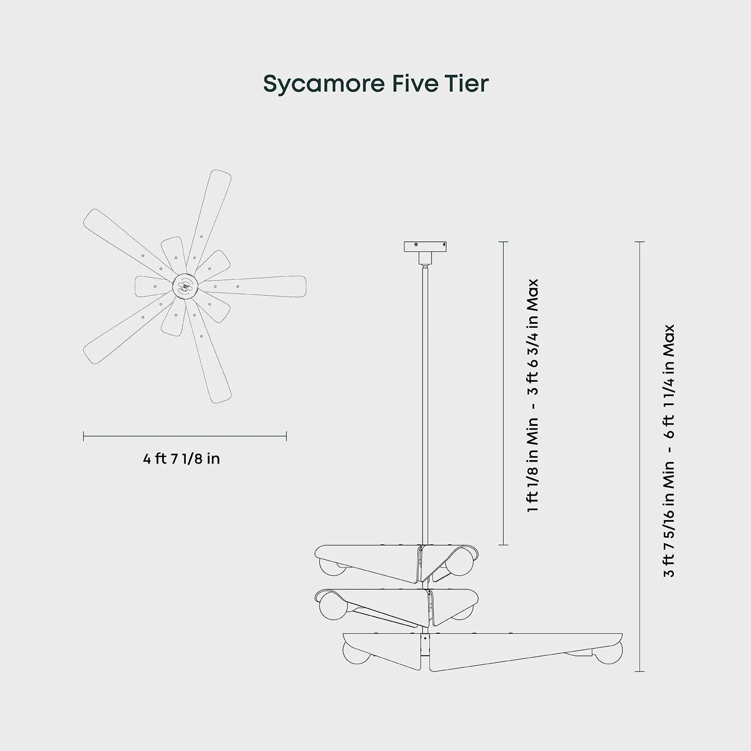 Sycamore Chandelier 5 Tiers in Dawn Grey