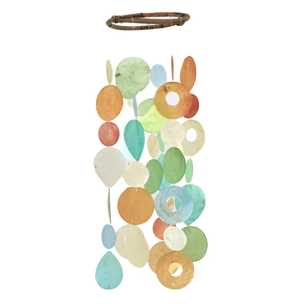 Tropical Flowers Capiz Wind Chime, Small