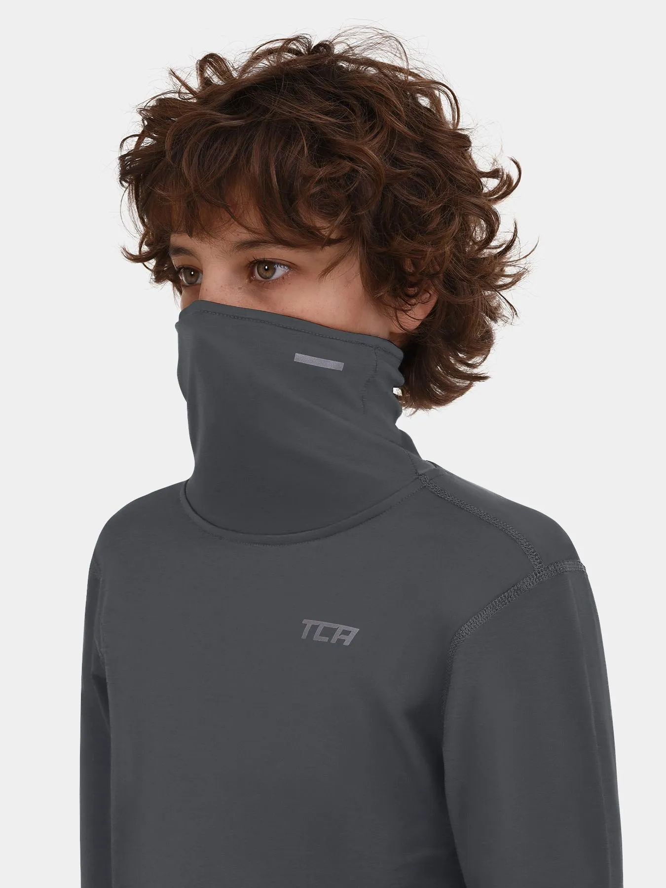 Warm-Up Long Sleeve Funnel Neck Top For Boys With Thumbholes & Reflective Strips