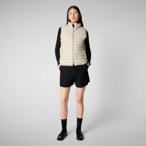 Woman's quilted vest Charlotte in rainy beige